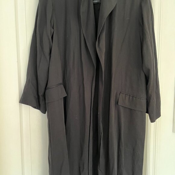 ZARA Belted Longline Light Coat - BLACK Size M - Picture 3 of 3